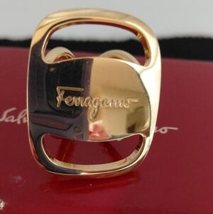 Salvadore Ferragamo Gancini Gold Plated Scarf Ring! VGC!